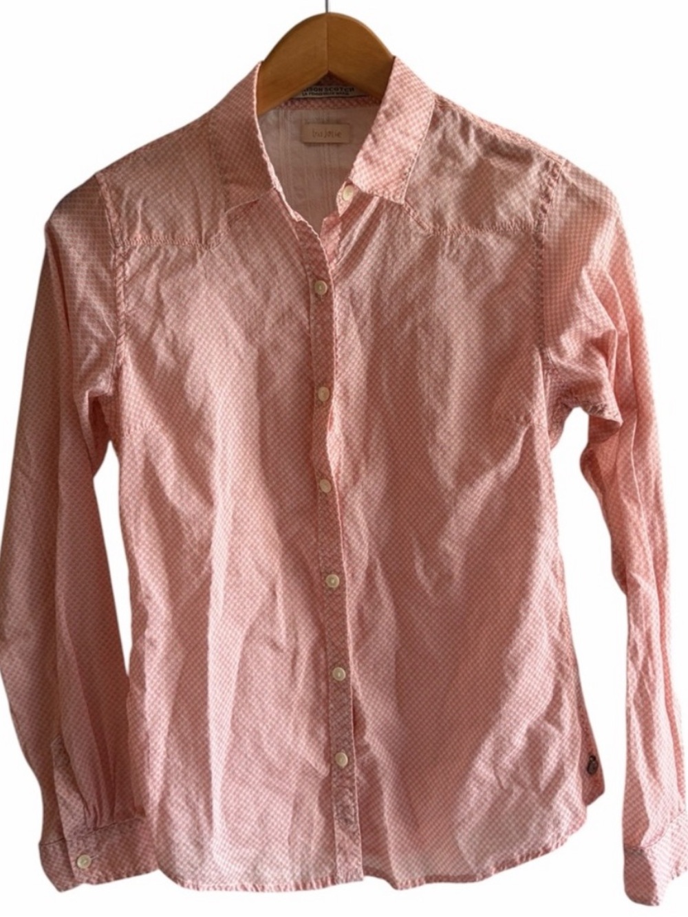 MAISON SCOTCH La Femme Selon Marie Peach Gingham Button Down